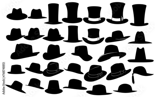 set of silhouettes hats vector illustration