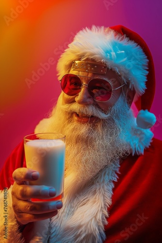 Fun Santa Claus with sunglasses isolated on unicolor background