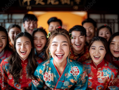 A group of people are smiling and posing for a picture