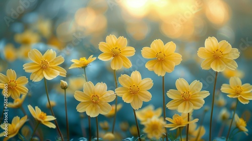 Cluster of Yellow Flowers in Field
