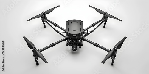 Futuristic Detective Drone Hovering High to Solve Mysteries from Above on Blank Background