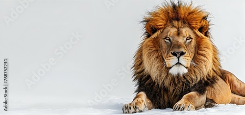 Majestic Lion Ruler Commanding Presence on Isolated White Background