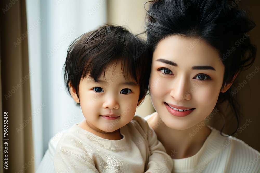 A woman is holding a baby and smiling A woman is holding a baby and smiling
