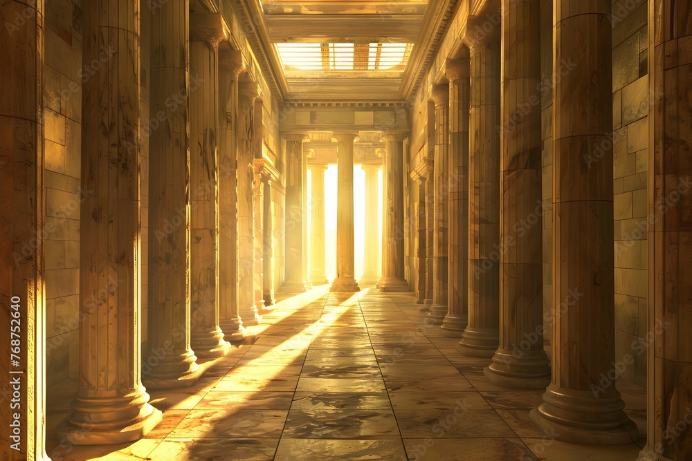 Majestic Interior of an Ancient Roman Worship Temple
