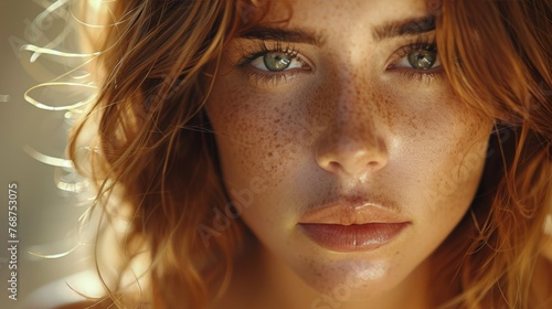 Close-Up of Woman With Freckled Hair