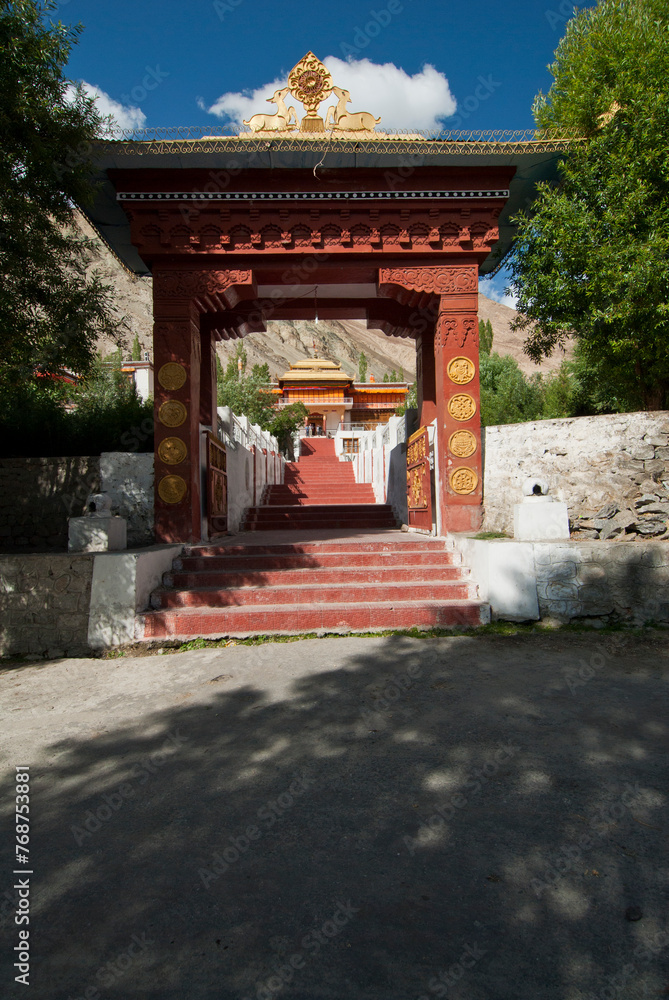 Main entrance of Samstanling monastery situated in Nubra valley, Ladakh, India. Main entrance of Samstanling monastery situated in Nubra valley, Ladakh, India.