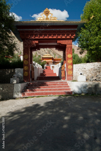 Main entrance of Samstanling monastery situated in Nubra valley, Ladakh, India.