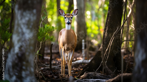 Island Native, A Key Deer in Florida Keys' Forests. Generated AI