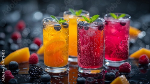 Three Glasses With Different Drinks