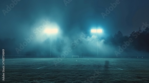 Stadium Illuminated by Bright Lights