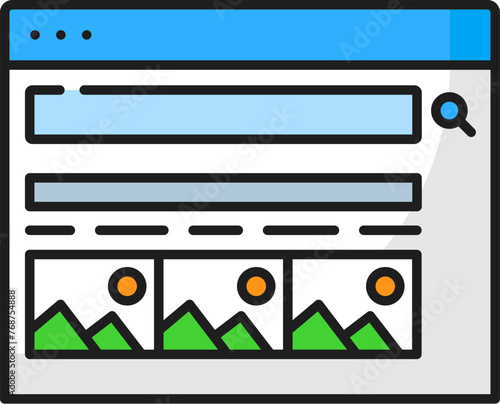 Image pack. Serp icon. Search engine result page, SEO optimization, Internet data audit or search engine result page analysis linear vector sign, web content ranking outline symbol or pictogram