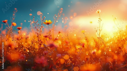 Field of Flowers Bathed in Sunlight © olegganko