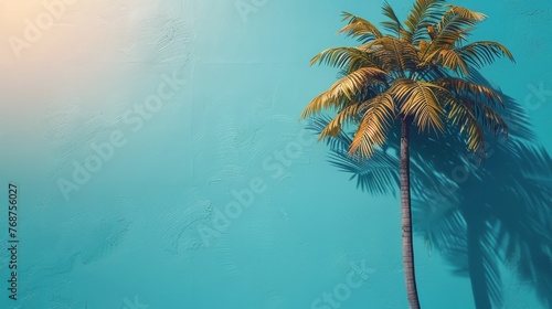 Palm Tree Shadow on Blue Wall © olegganko