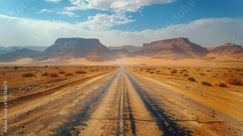 Empty Road With Background Mountains