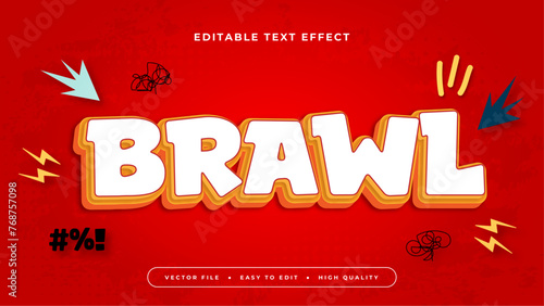 Red orange and white brawl 3d editable text effect - font style