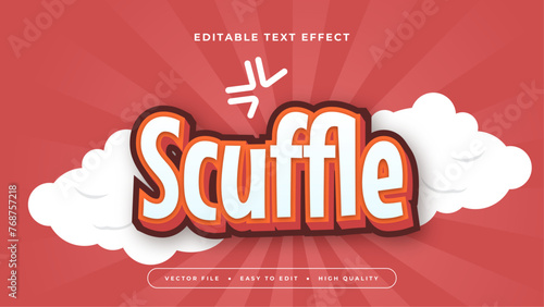 Red and white scuffle 3d editable text effect - font style
