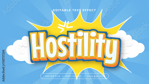 Blue white and yellow hostility 3d editable text effect - font style