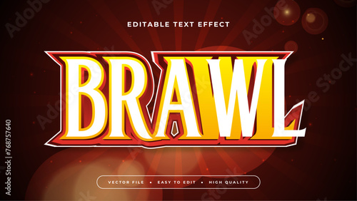 Red white and yellow brawl 3d editable text effect - font style