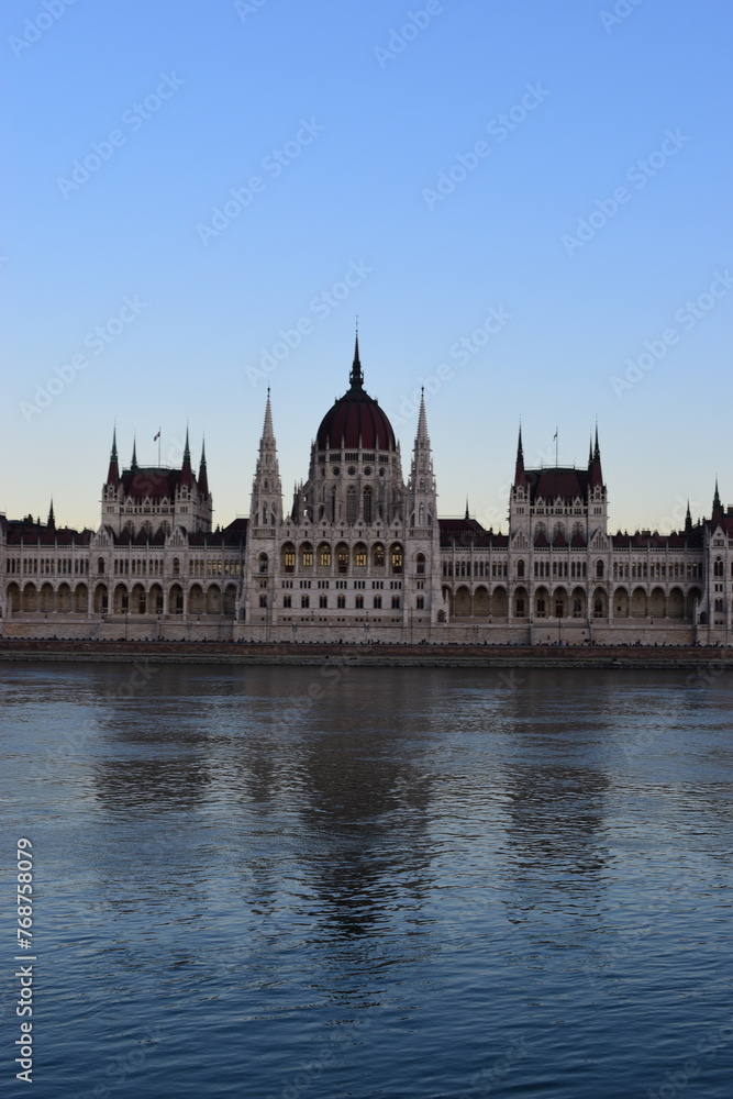 Budapest, Hungary - Oct 23, 2021: The Hungarian Parliament Building. The Parliament of Budapest is the seat of the National Assembly of Hungary, a notable landmark of Hungary. This was during Covid 19