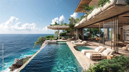 Large Swimming Pool Adjacent to Ocean