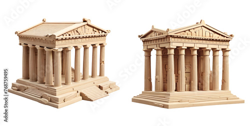 set of parthenon isolated on transparent background
