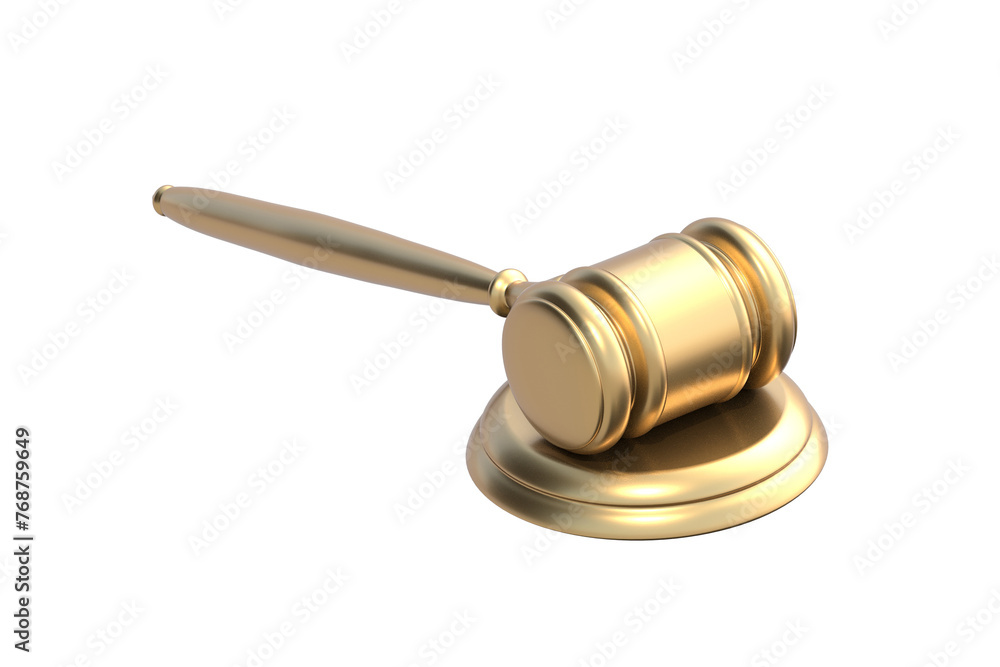Golden judge gavel isolated on white background. 3d render Golden judge gavel isolated on white background. 3d render