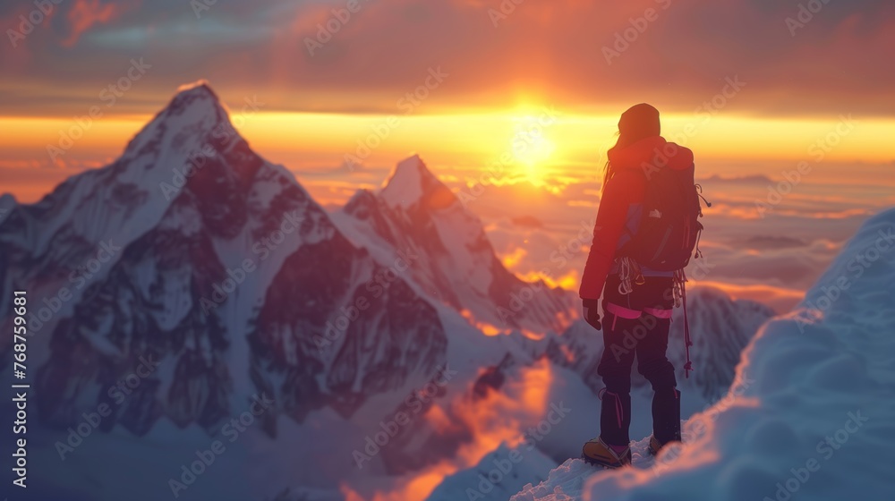 Dawn of Adventure: A Mountaineer's Majestic View Dawn of Adventure: A Mountaineer's Majestic View