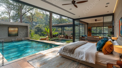 Bedroom With Central Pool