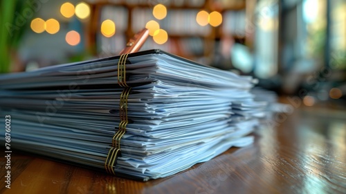 Stack of Papers With Pen