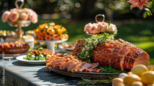 Abundant Meat Feast on Table