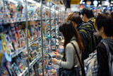 日本のアニメ文化を体験する外国人観光客