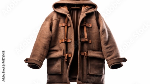 Elegant Brown Winter Jacket with Fur-Trimmed Hood for Warmth and Style photo