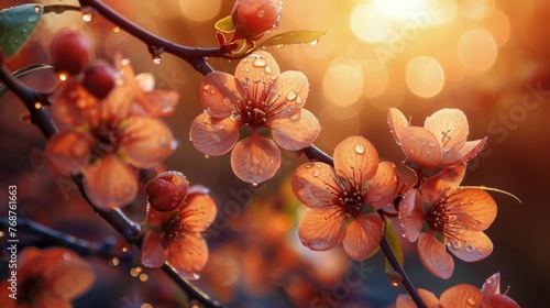 Cluster of Flowers Hanging on Branch