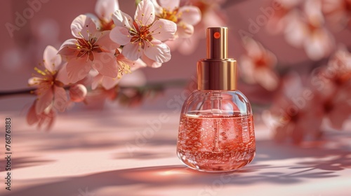 Pink Liquid Bottle on Table