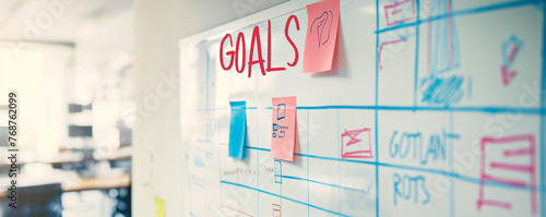 "Goal Setting Strategy on Whiteboard in Business Office"