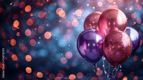 Red and Gold Balloons Floating in Air