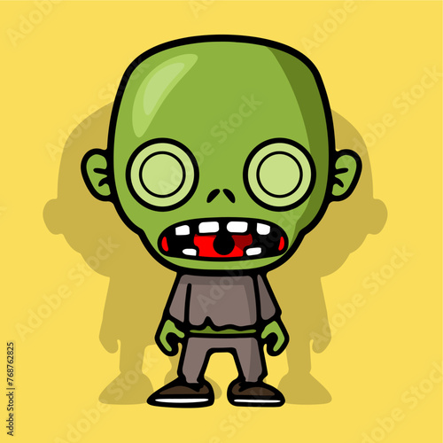 cute creepy green zombie vect...