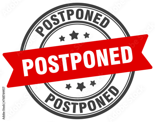 postponed stamp. postponed label on transparent background. round sign