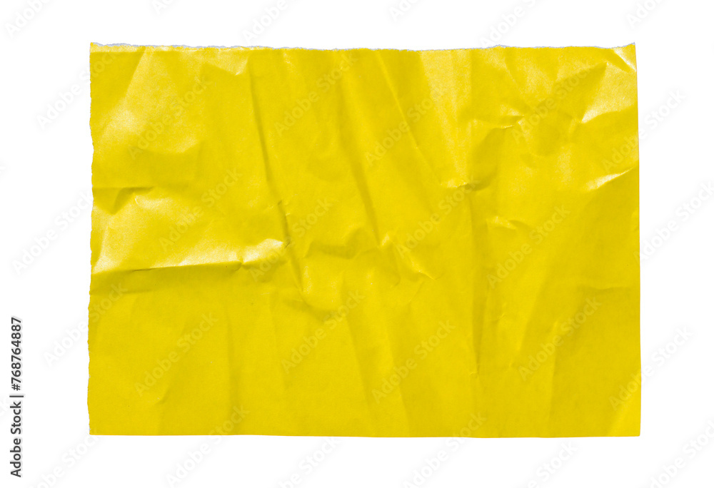 Ripped yellow paper isolated on transparent background, torn paper png