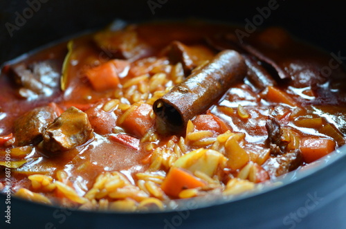 Giouvetsi - Greek lamb and orzo stew. Balkanian cuisine photo