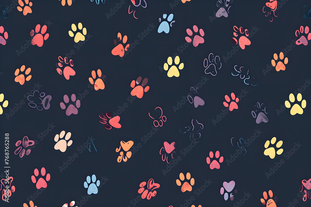 seamless pattern design of puppy paw prints seamless pattern design of puppy paw prints