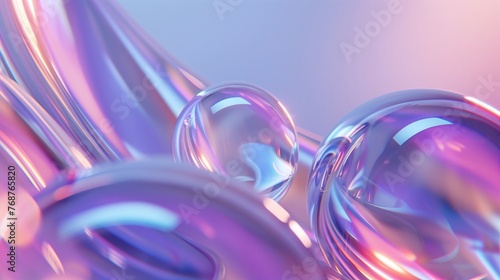 Iridescent glass spheres on a reflective surface © TanyaM