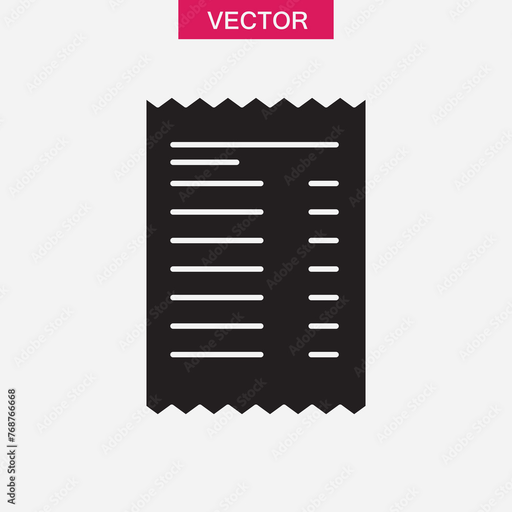 paper check receipt black flat simple illustration on white background..eps paper check receipt black flat simple illustration on white background..eps