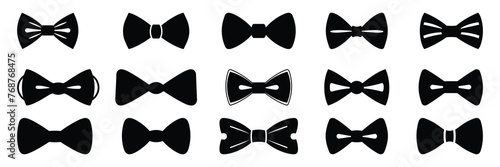 Bow tie silhouettes set, large pack of vector silhouette design, isolated white background