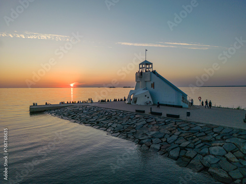 Sunset at Nallikari beach, Finland photo