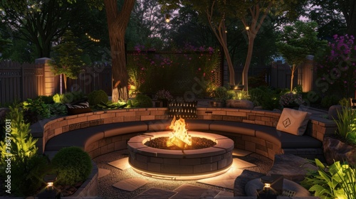 Fire Pit Surrounded by Trees and Bushes