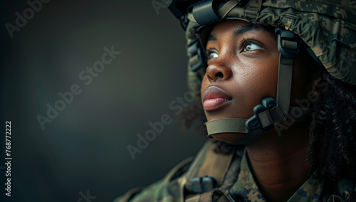 Determined soldier gazing into the distance