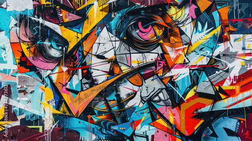 Wallpaper Mural Abstract colorful background with geometric textured oil or acrylic shapes. Artistic banner with expressive graffiti wall texture and brush strokes Torontodigital.ca