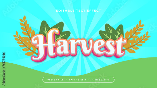 Blue white and green harvest 3d editable text effect - font style