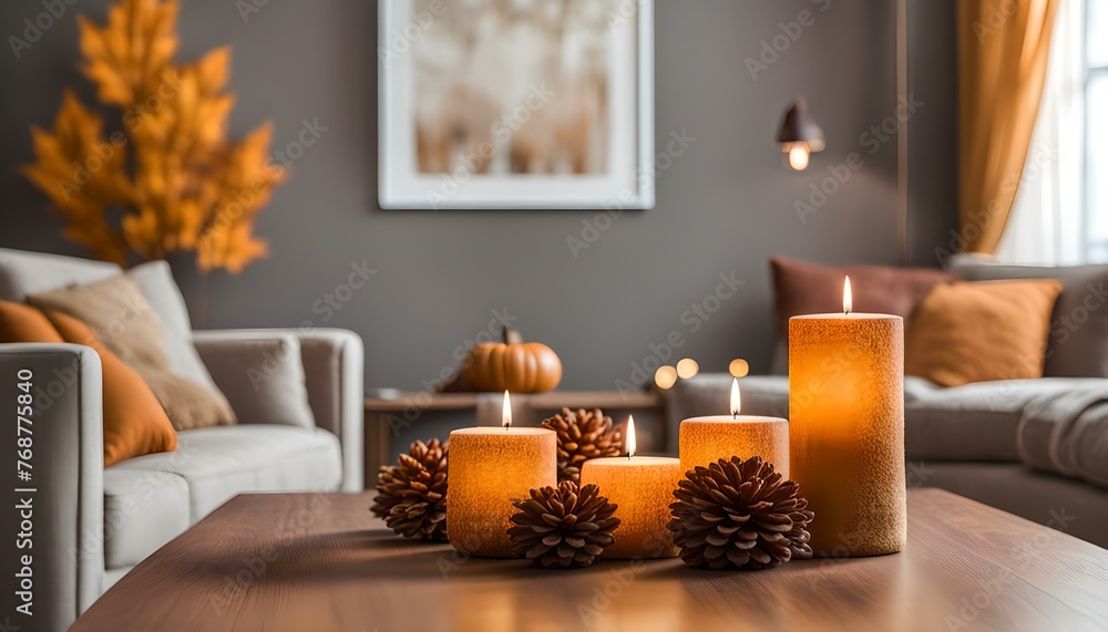 autumn decoration living room with nobody no people for copy space background
